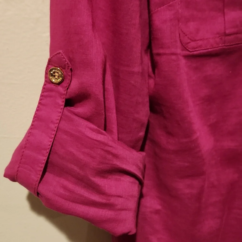 ❤️ TORY BURCH BRIGETTE FITTED BUTTON DOWN COTTON SHIRT / TOP IN MAGENTA, 6 - Picture 11 of 13